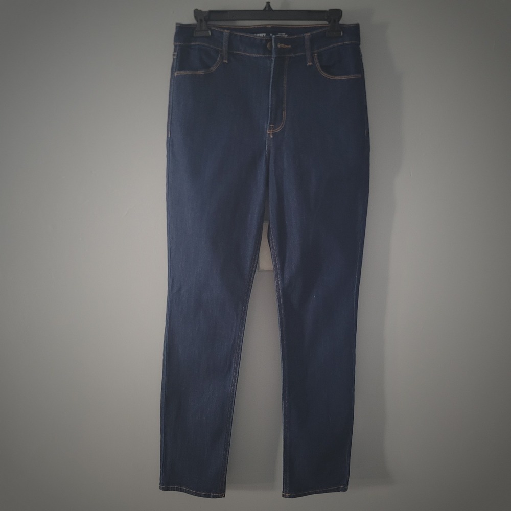 Old Navy High Rise Straight Leg Jeans Size 8 Blue Dark Wash Denim Stretch